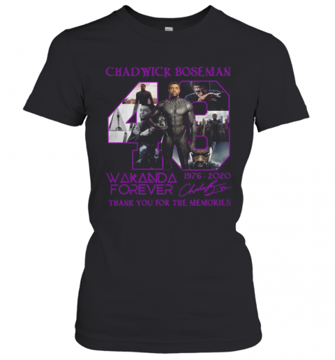 Chadwick Boseman 43 Wakanda Forever 1976 2020 Signature Thank You For The Memories T-Shirt Classic Women's T-shirt