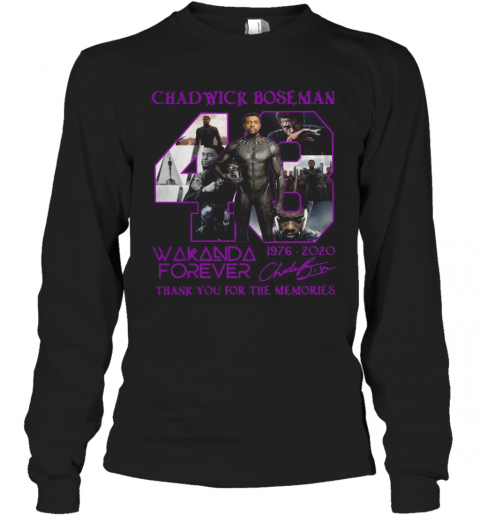 Chadwick Boseman 43 Wakanda Forever 1976 2020 Signature Thank You For The Memories T-Shirt Long Sleeved T-shirt 