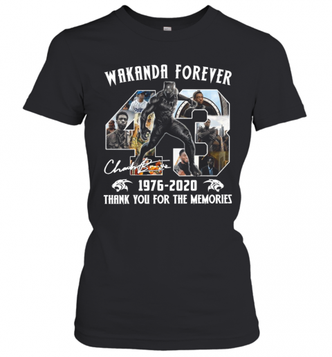 Chadwick Boseman Black Panther Wakanda Forever 43 Years 1976 2020 Thank You For The Memories Signature T-Shirt Classic Women's T-shirt