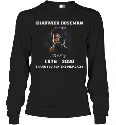 Chadwick Boseman Signature 1976 2020 Thank You For The Memories T-Shirt Long Sleeved T-shirt 