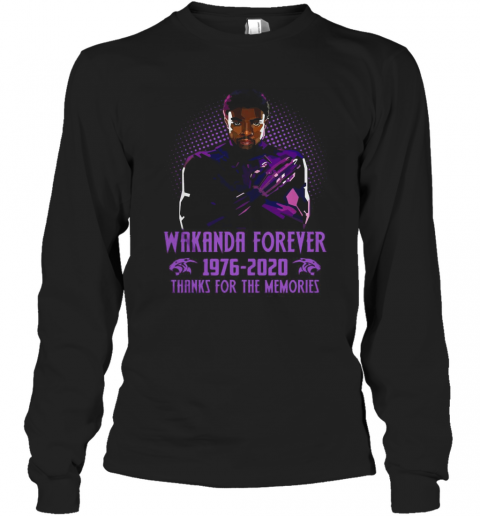 Chadwick Boseman Wakanda Forever 1976 2020 Thanks For The Memories T-Shirt Long Sleeved T-shirt 