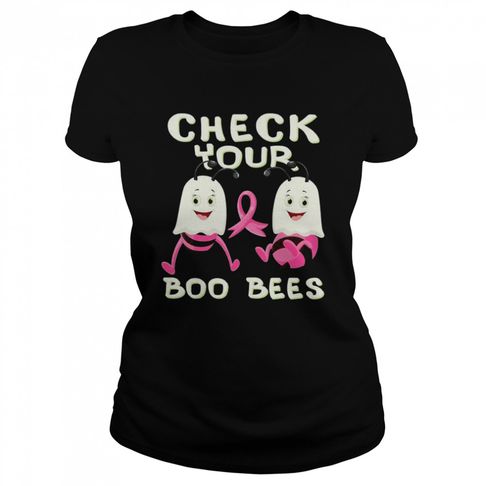 Check Your Boo Bees Breast Cancer Ghost Halloween Ribon Fun Classic Women's T-shirt