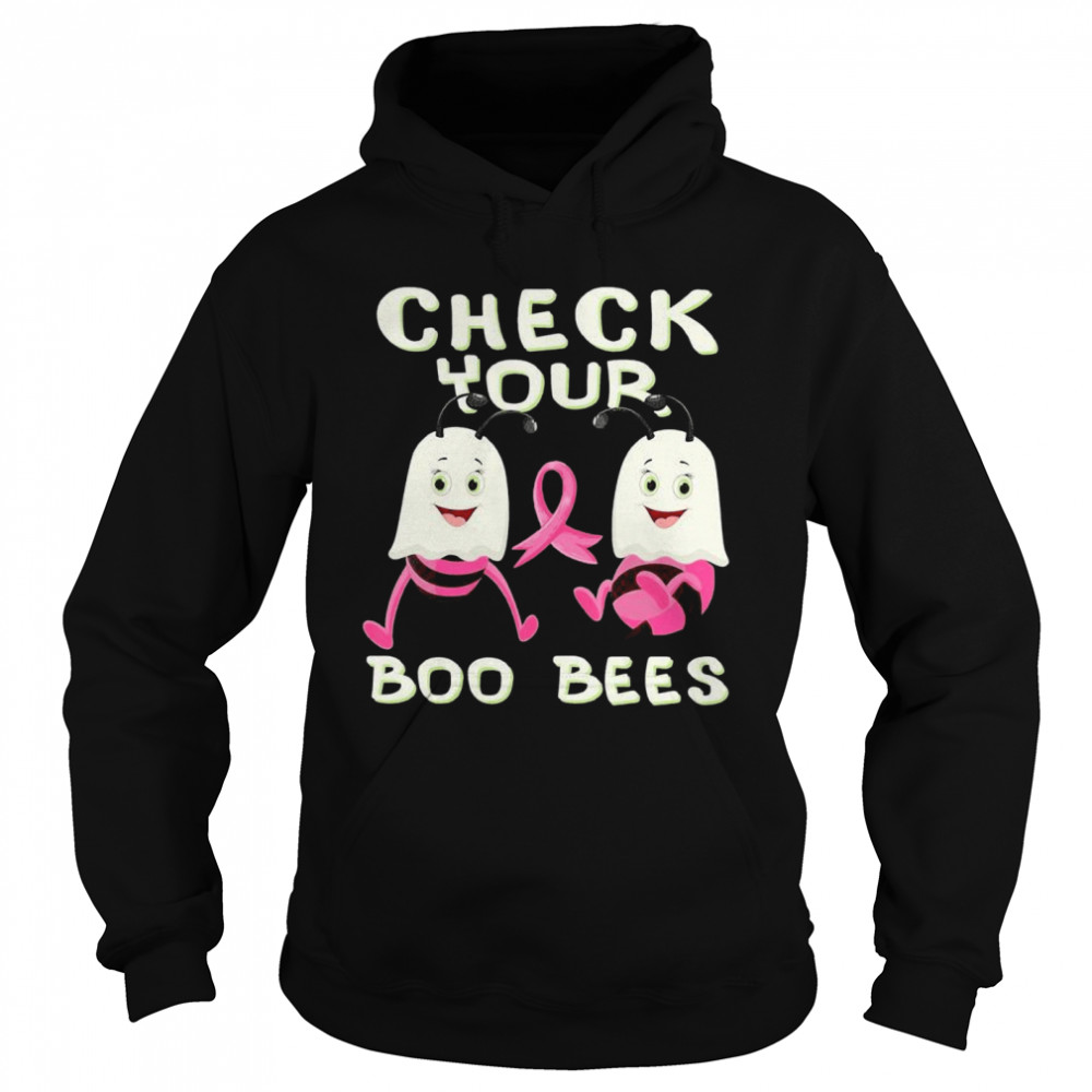 Check Your Boo Bees Breast Cancer Ghost Halloween Ribon Fun Unisex Hoodie