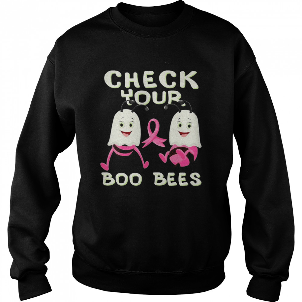 Check Your Boo Bees Breast Cancer Ghost Halloween Ribon Fun Unisex Sweatshirt