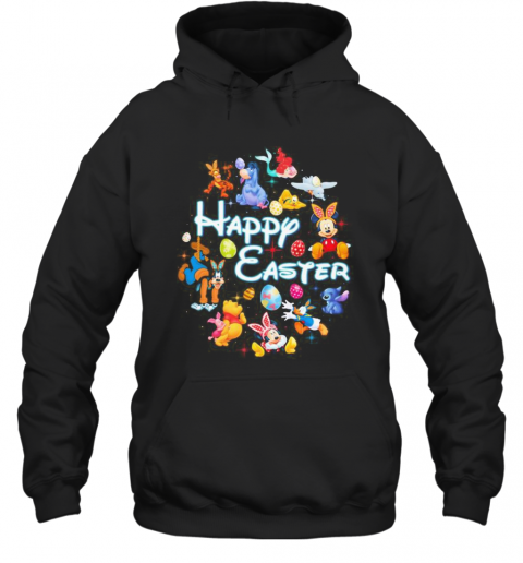 Disney Cartoon Characters Happy Easter Flowers T-Shirt Unisex Hoodie
