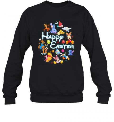 Disney Cartoon Characters Happy Easter Flowers T-Shirt Unisex Sweatshirt