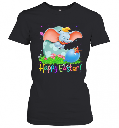 Disney Dumbo Elephant Happy Easter Flower T-Shirt Classic Women's T-shirt