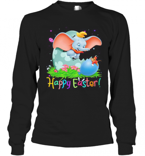 Disney Dumbo Elephant Happy Easter Flower T-Shirt Long Sleeved T-shirt 