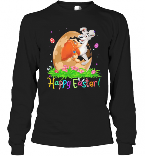 Disney Lady And The Tramp Happy Easter Flower T-Shirt Long Sleeved T-shirt 