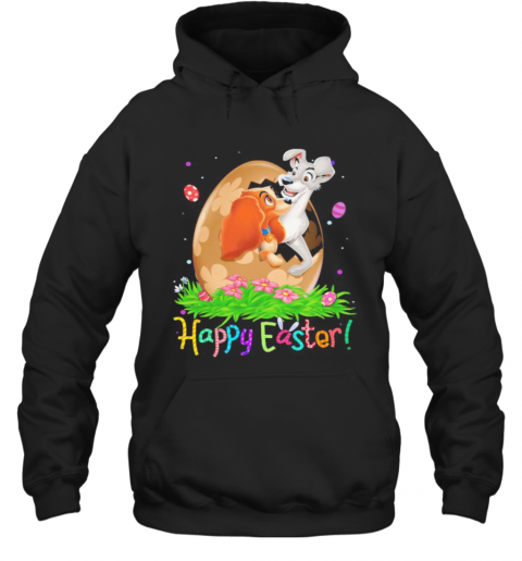 Disney Lady And The Tramp Happy Easter Flower T-Shirt Unisex Hoodie