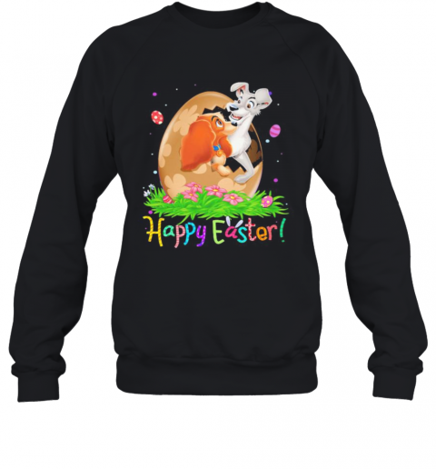 Disney Lady And The Tramp Happy Easter Flower T-Shirt Unisex Sweatshirt