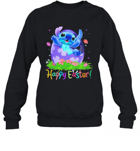 Disney Stitch Happy Easter Flower T-Shirt Unisex Sweatshirt