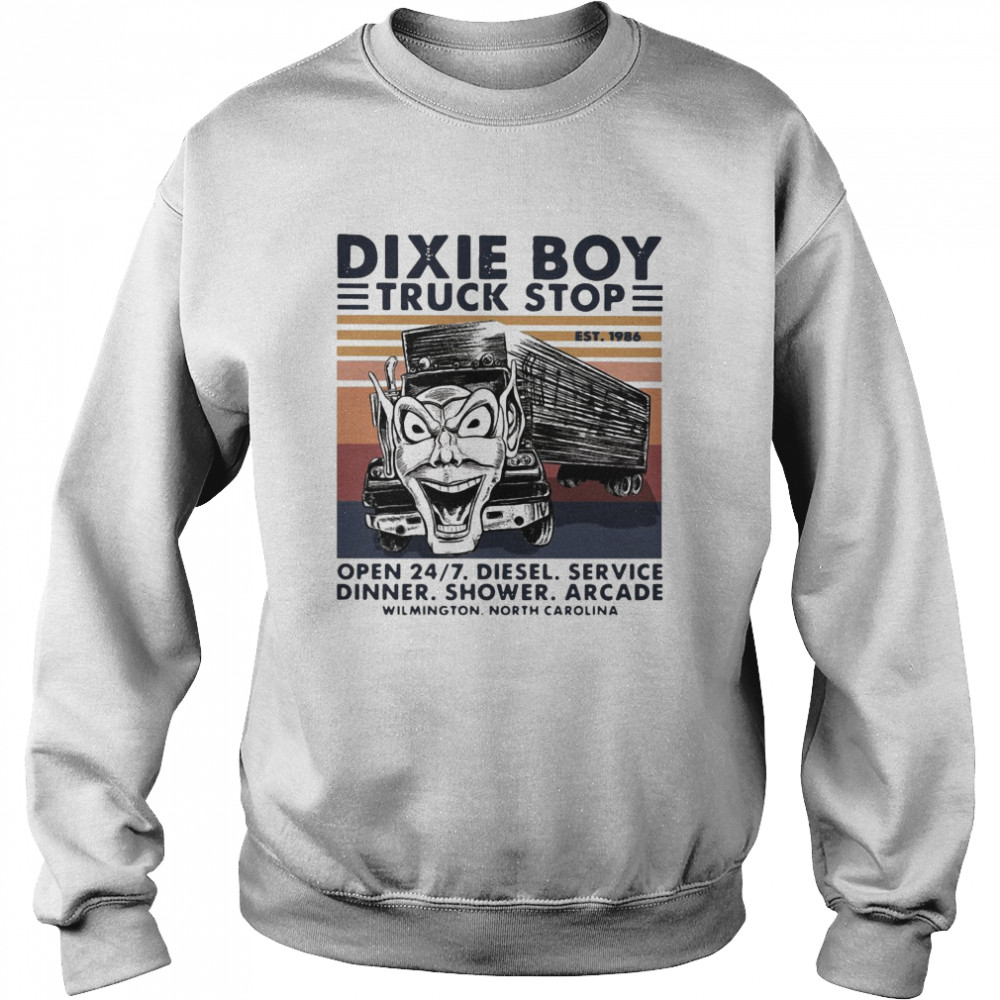 Dixie Boy Truck Stop Open 247 Diesel Service dinner Shower Arcade Vintage Retro Unisex Sweatshirt