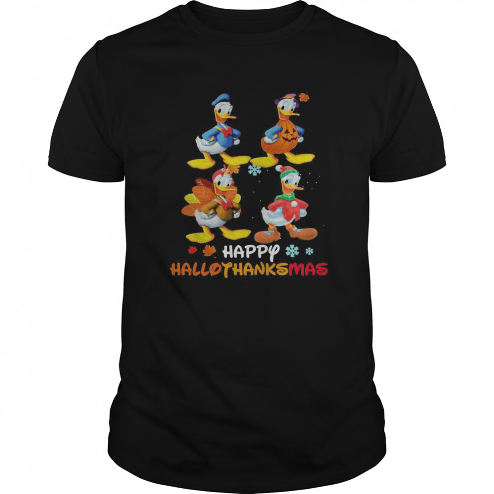 Donald Disney Halloween And Merry Christmas Happy Hallothanksmas shirt