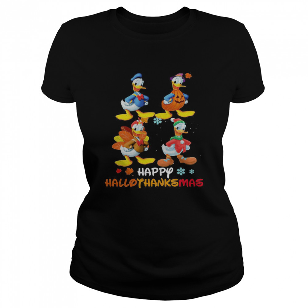 Donald Disney Halloween And Merry Christmas Happy Hallothanksmas Classic Women's T-shirt