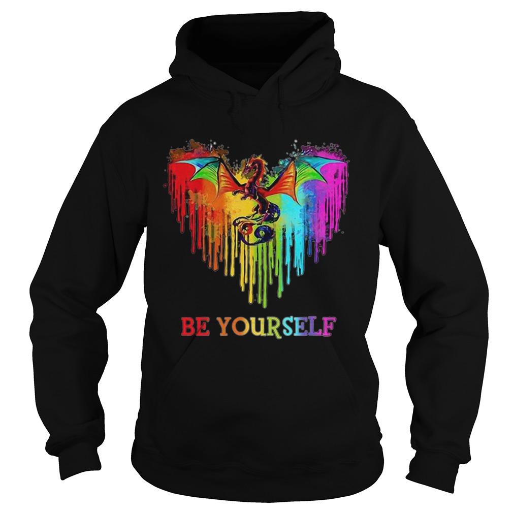 Dragon Heart Watercolor Be Yourself LGBT Hoodie