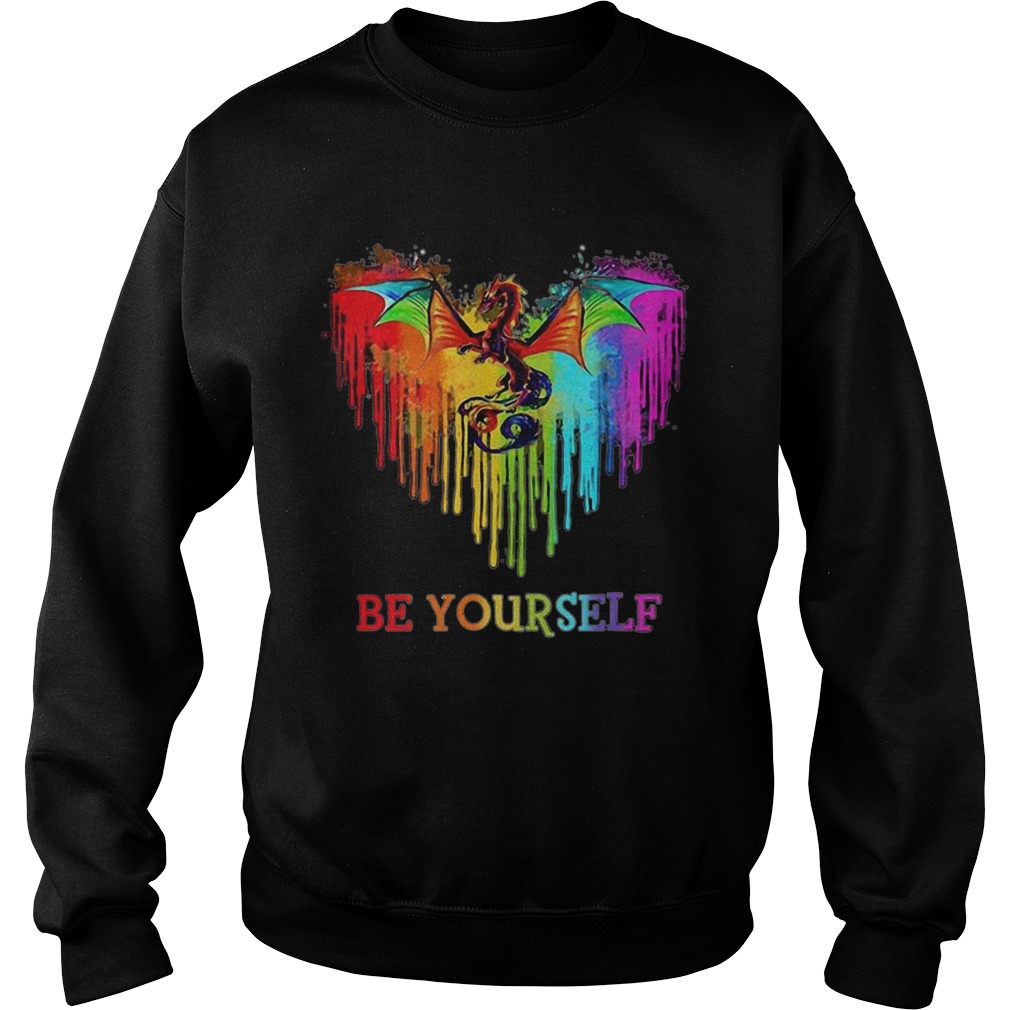 Dragon Heart Watercolor Be Yourself LGBT Sweatshirt