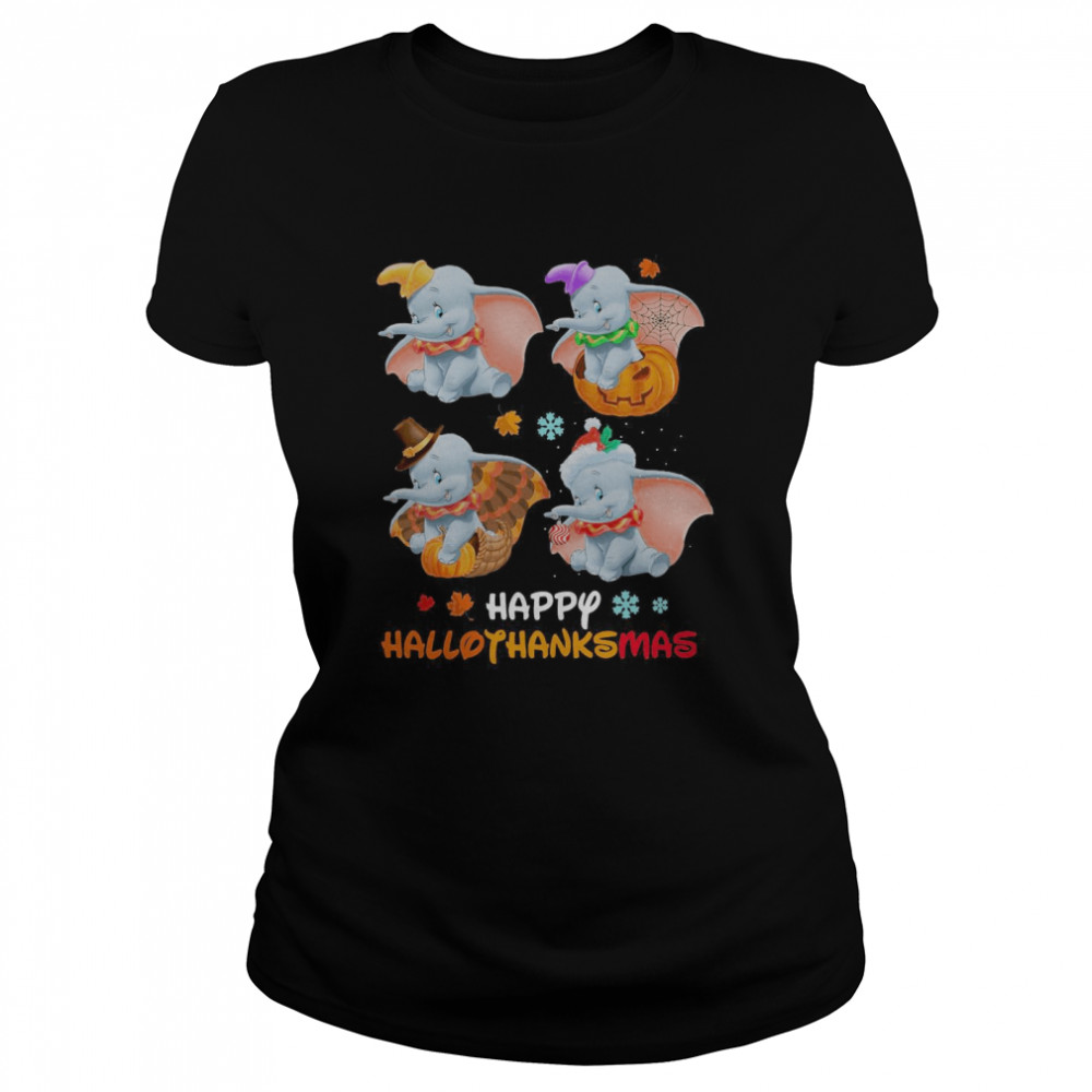 Dumbo Disney Halloween And Merry Christmas Happy Hallothanksmas Classic Women's T-shirt