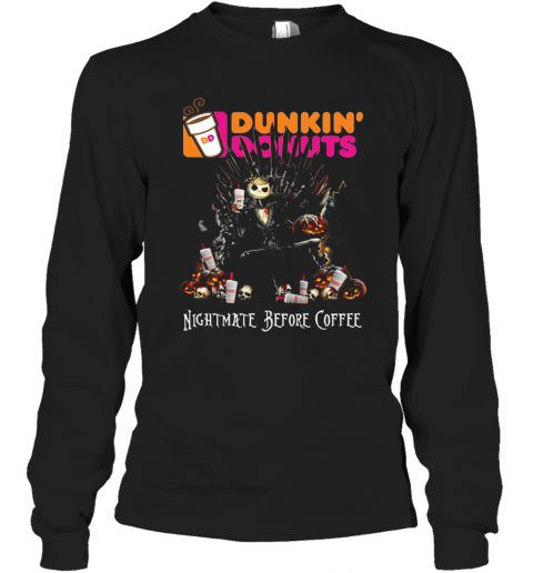 Dunkin' Donuts Nightmare Before Coffee King Jack Skellington T-Shirt Long Sleeved T-shirt 