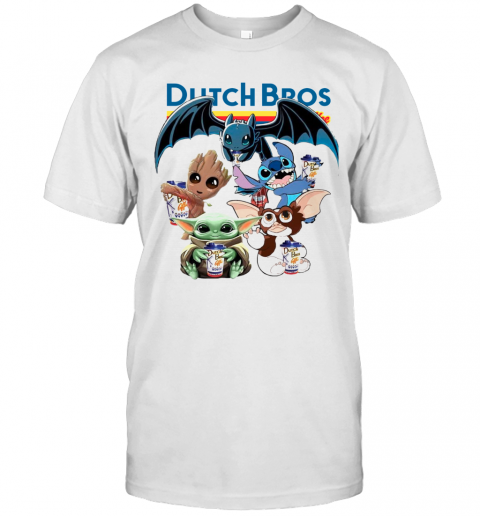 Dutch Bros Coffee Baby Yoda Groot Stitch Toothless And Gremlins T-Shirt