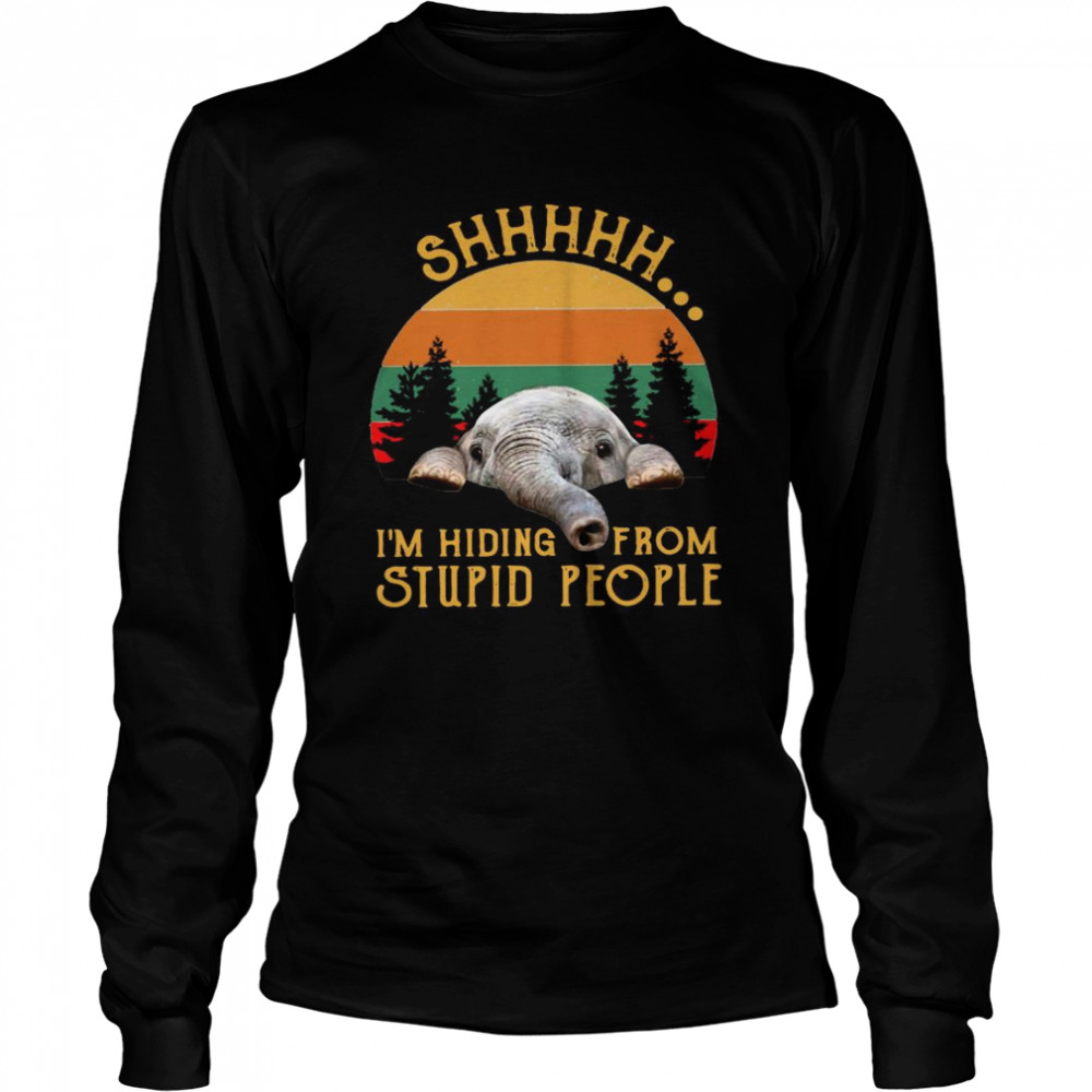 Elephant I’m Hiding From Stupid People Vintage Long Sleeved T-shirt