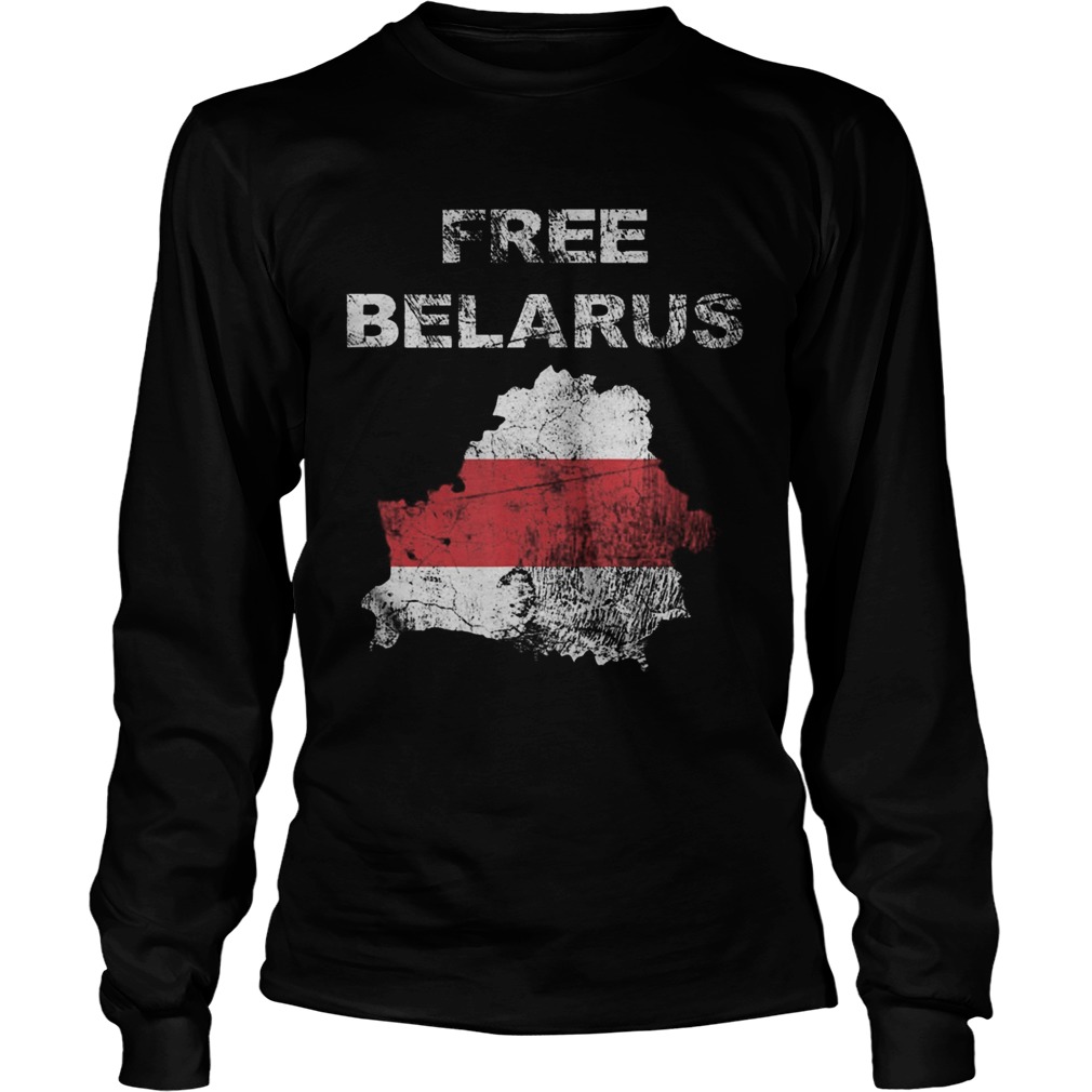 Free Belarus Map Flag Resist Lukashenko Distressed Look Long Sleeve