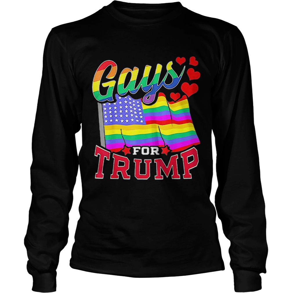 Gays For Trump Pride USA Flag LGBT 2020 Election Rainbow Long Sleeve