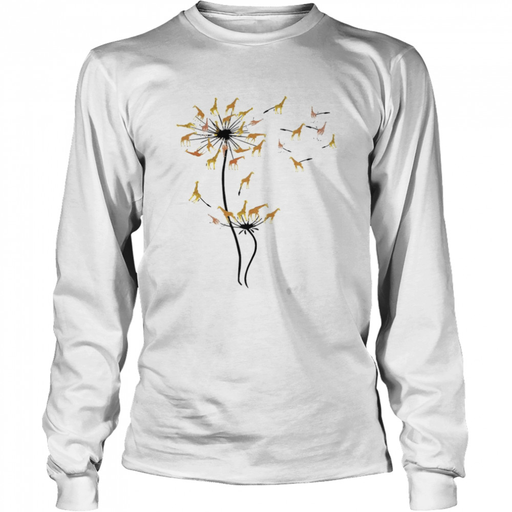 Giraffes Dandelion Flower Long Sleeved T-shirt