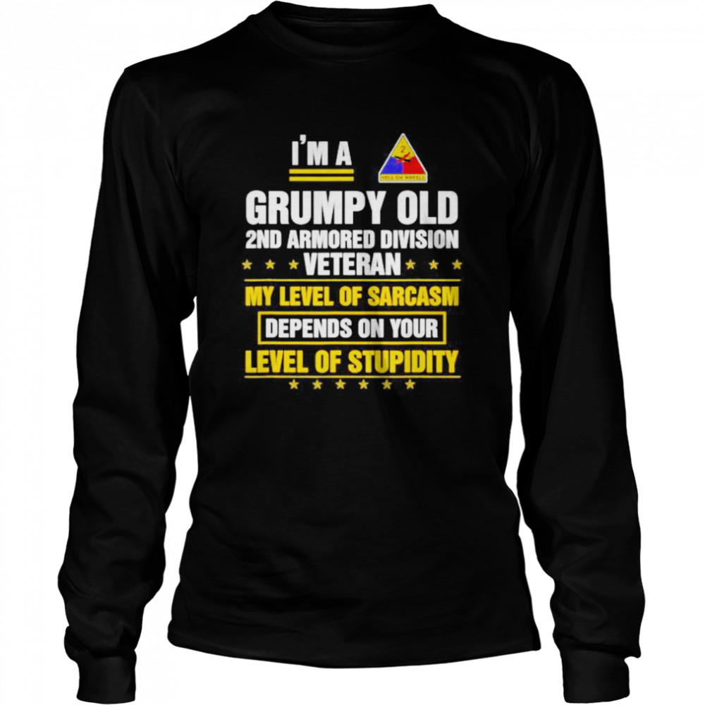 Grumpy Old 2nd Armored Division Veteran Funny Veterans Day Long Sleeved T-shirt