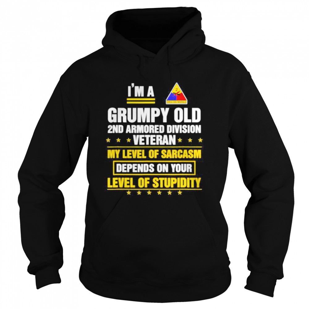 Grumpy Old 2nd Armored Division Veteran Funny Veterans Day Unisex Hoodie