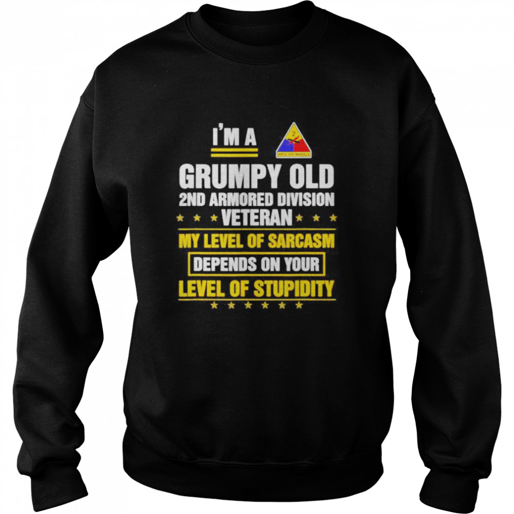 Grumpy Old 2nd Armored Division Veteran Funny Veterans Day Unisex Sweatshirt