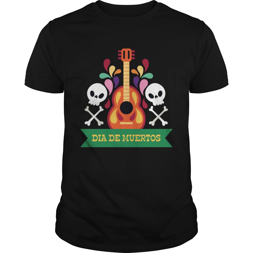 Guitar Sugar Skull Dia De Muertos Day Dead shirt