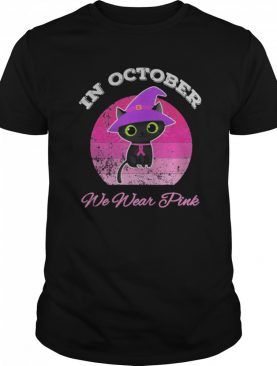 Halloween Cat In October We Wear Pink ribbon cat lovers shirt