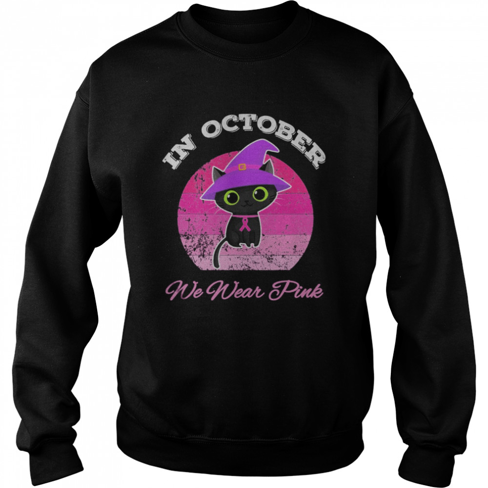 Halloween Cat In October We Wear Pink ribbon cat lovers Unisex Sweatshirt