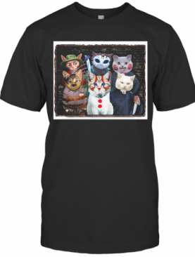 Halloween Cats Horror Characters Friends T-Shirt