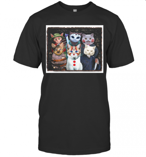 Halloween Cats Horror Characters Friends T-Shirt