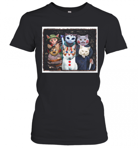 Halloween Cats Horror Characters Friends T-Shirt Classic Women's T-shirt