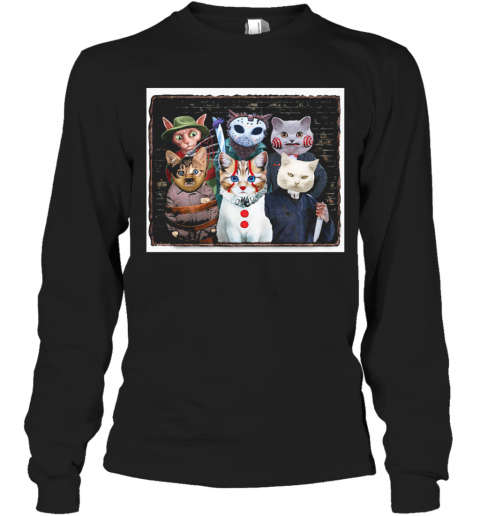 Halloween Cats Horror Characters Friends T-Shirt Long Sleeved T-shirt 