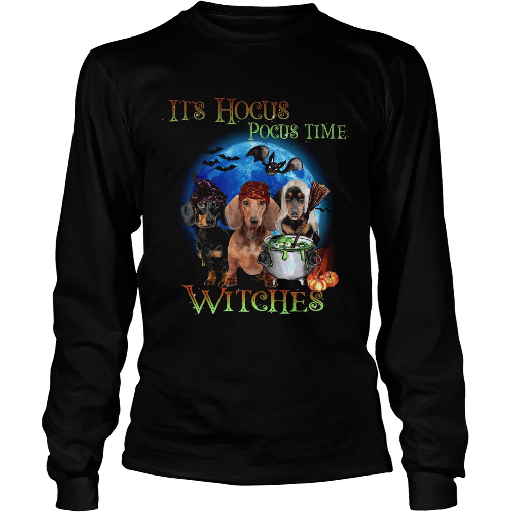 Halloween Dachshund Its Hocus Pocus Time Witches t Long Sleeve