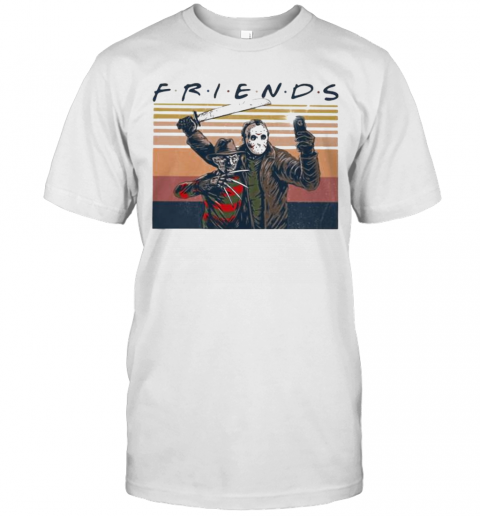 Halloween Freddy Krueger And Michael Myers Friends Vintage Retro T-Shirt