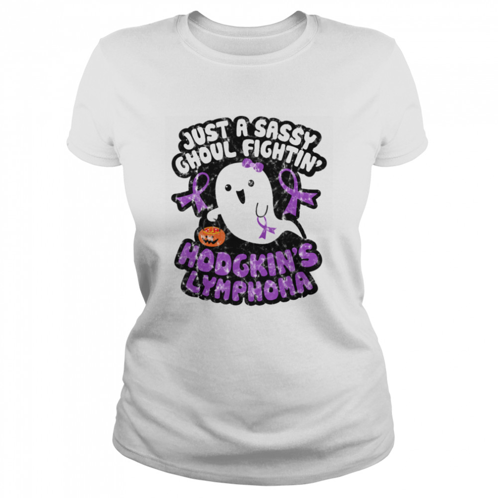 Halloween Sassy Ghoul Fighting Hodgkins Lymphoma Cute Ghost Classic Women's T-shirt