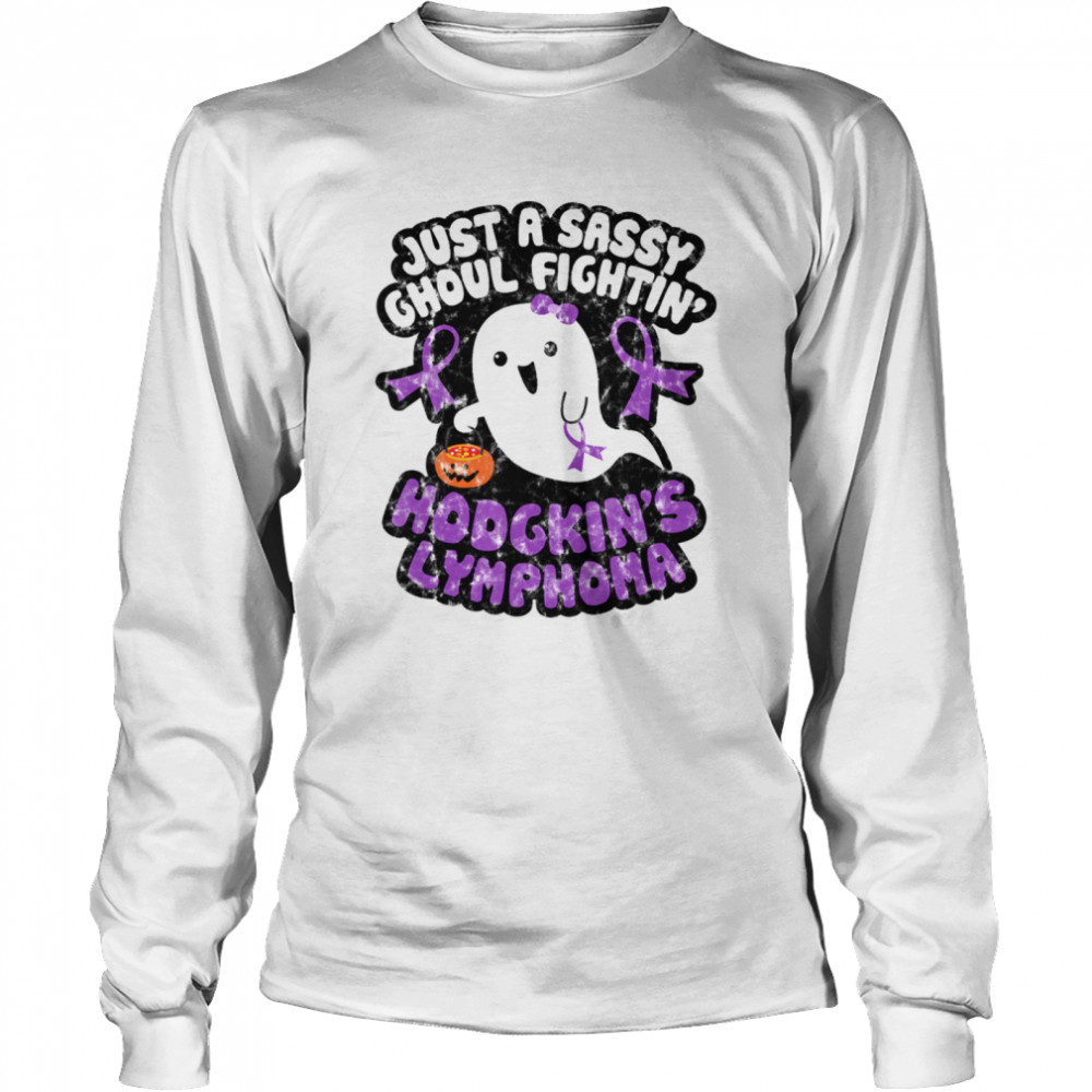 Halloween Sassy Ghoul Fighting Hodgkins Lymphoma Cute Ghost Long Sleeved T-shirt