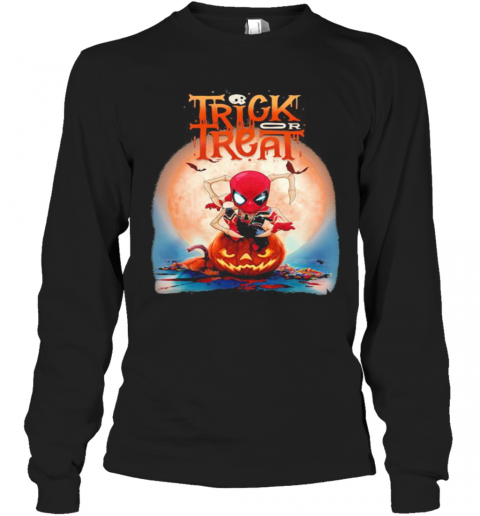 Halloween Spiderman Trick Or Treat Pumpkins T-Shirt Long Sleeved T-shirt 