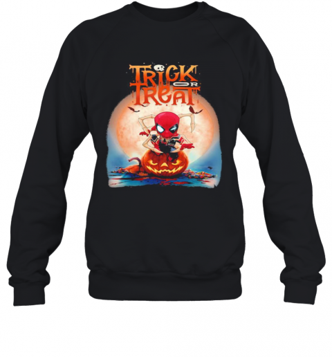 Halloween Spiderman Trick Or Treat Pumpkins T-Shirt Unisex Sweatshirt
