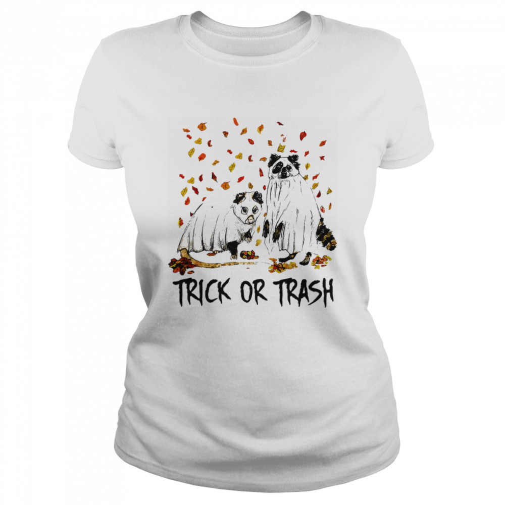 Halloween cat ghost trick or trash Classic Women's T-shirt