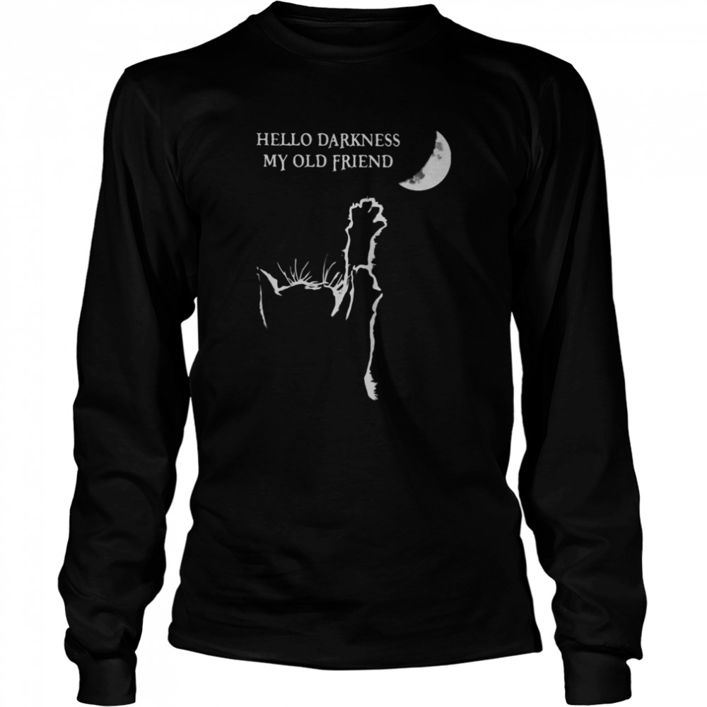 Halloween cat hello darkness my old friend Long Sleeved T-shirt
