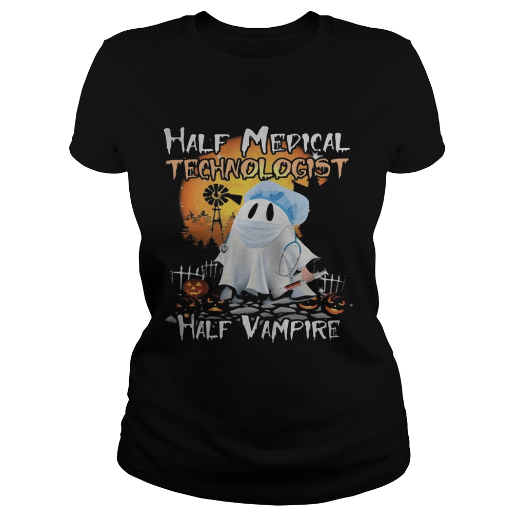 Halloween ghost half medical technologist half vampire Classic Ladies