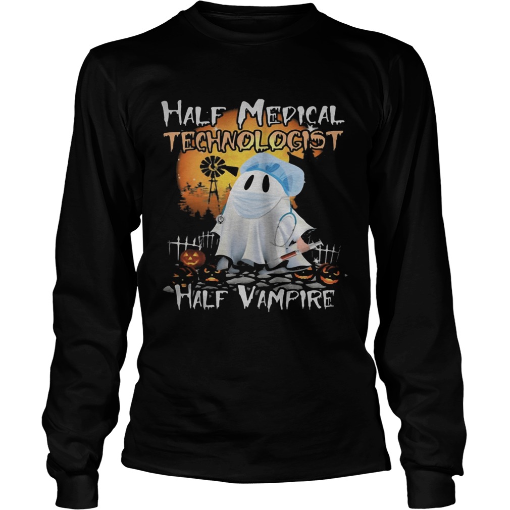 Halloween ghost half medical technologist half vampire Long Sleeve