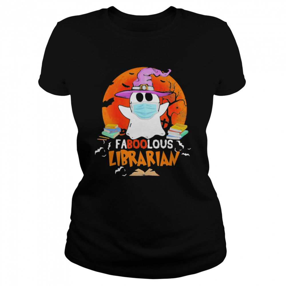 Halloween ghost mask faboolous librarian moon Classic Women's T-shirt