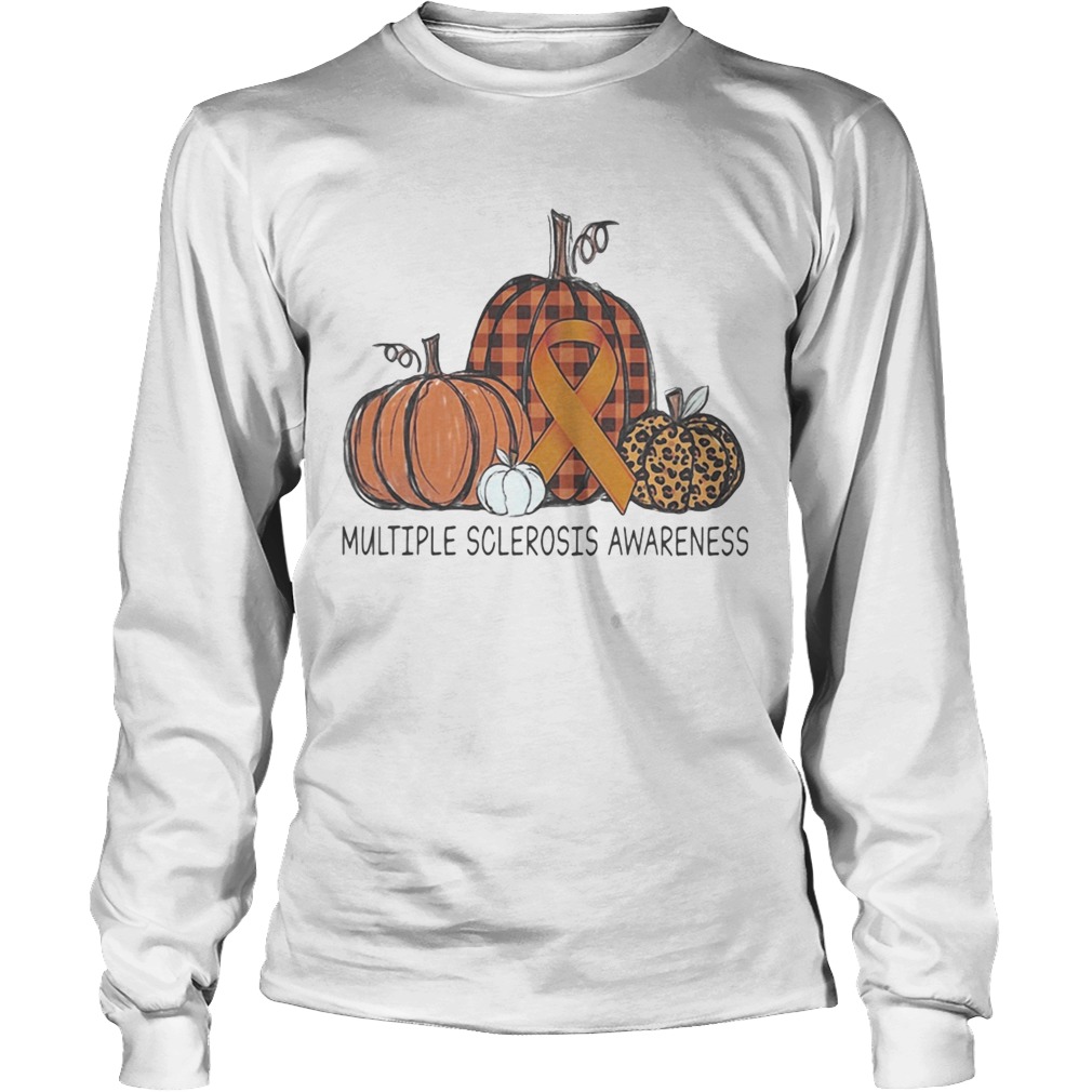 Halloween pumpkins multiple sclerosis awareness leopard Long Sleeve